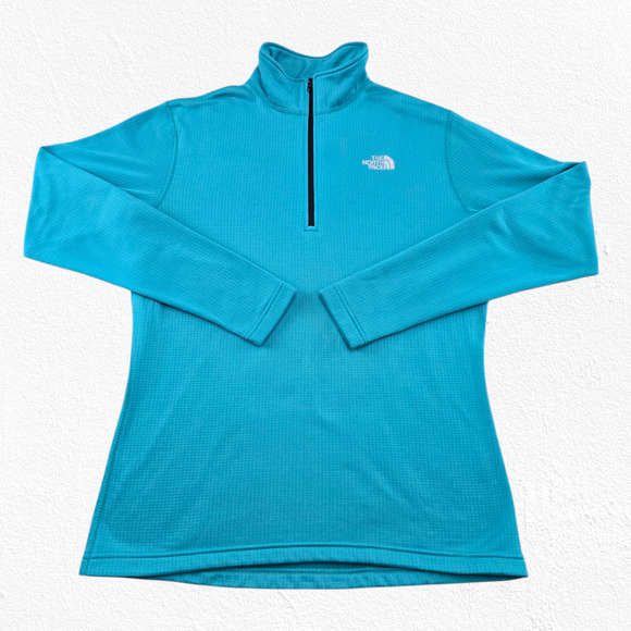 The North Face Turquoise Blue TKA Glacier Quarter Zip Fleece Pullover Size Large - Picture 2 of 9